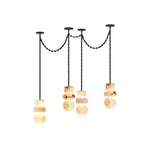 Bild in Gallery-Viewer laden, Black Metal Alabaster Chain Swag Chandelier