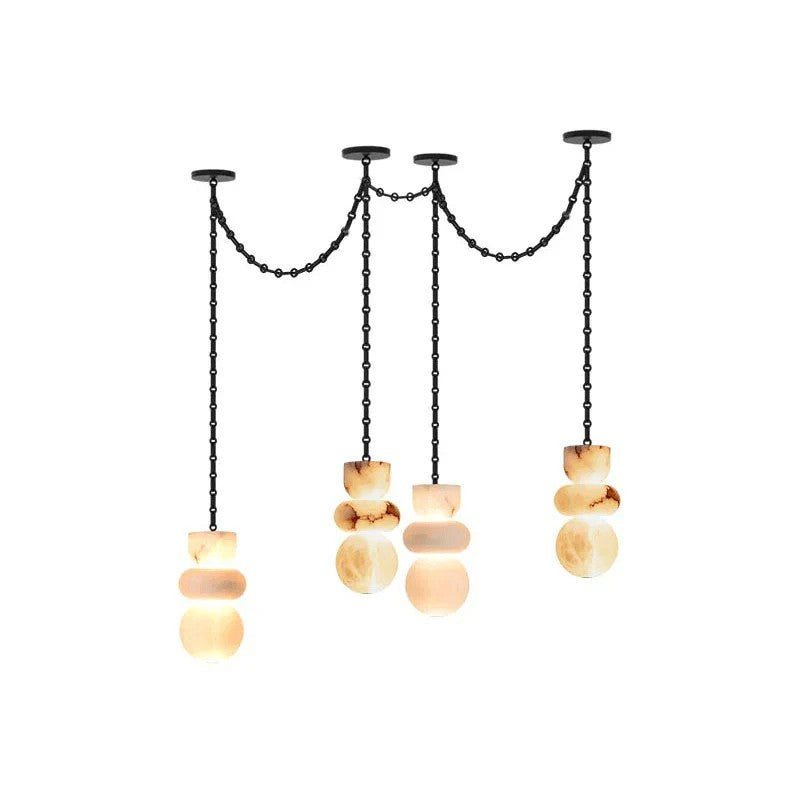 Black Metal Alabaster Chain Swag Chandelier