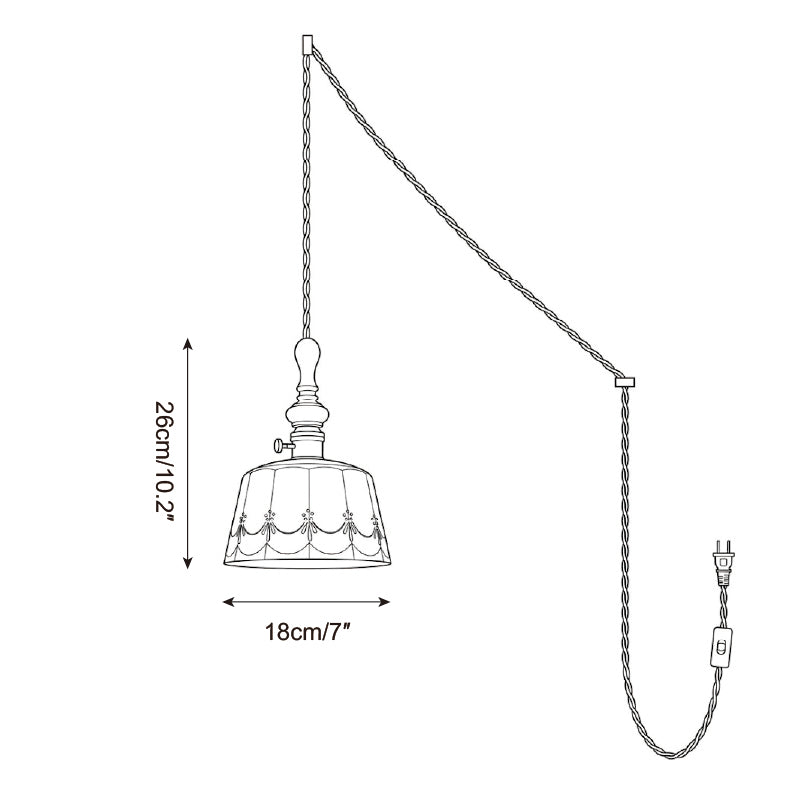 Wood Finial Ceramic Plug-In Swag Pendant