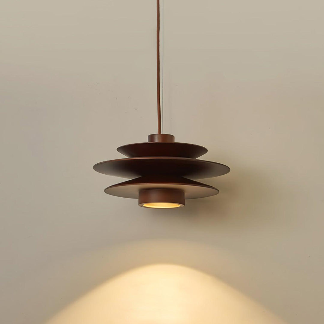 Layered Wood Plug-In Swag Pendant
