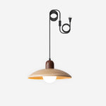 Charger l'image dans la visionneuse de galerie, Wood-Tone Metal Glass Plug-In Pendant