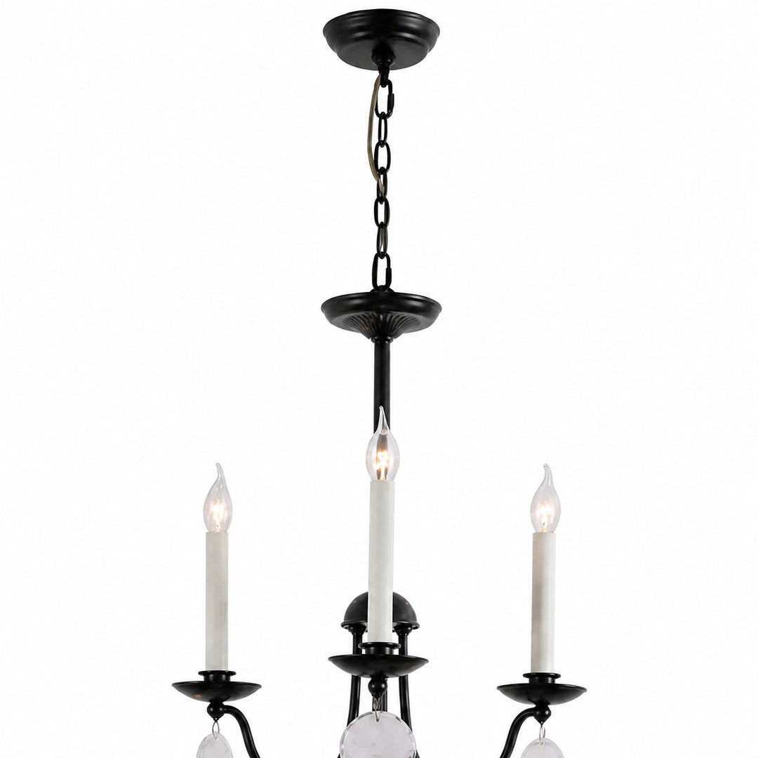 Multi-Layer Black Candle Staircase Chandelier
