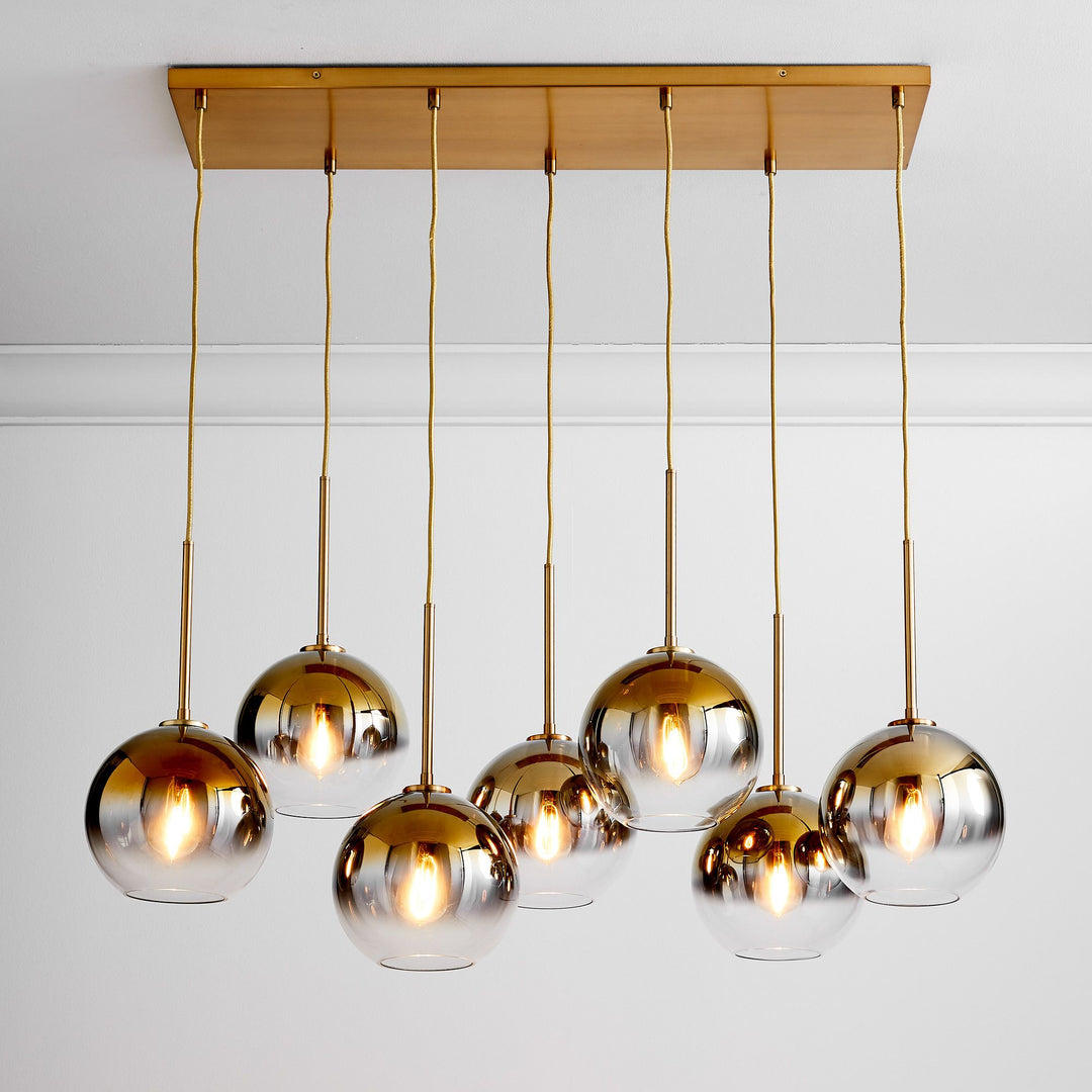 Selvion Eleganter 7-Licht Kugel Kronleuchter – Glas Pendelleuchte