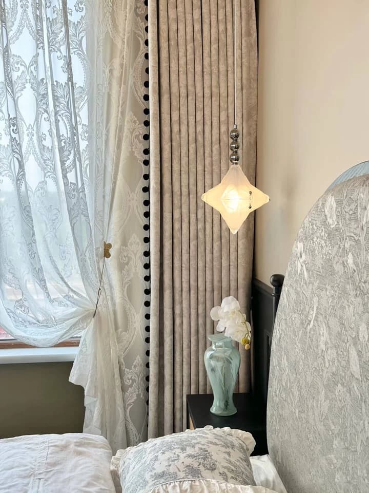 Lámpara colgante Art Déco Star de cristal esmerilado con estilo geométrico - Astris Elara 