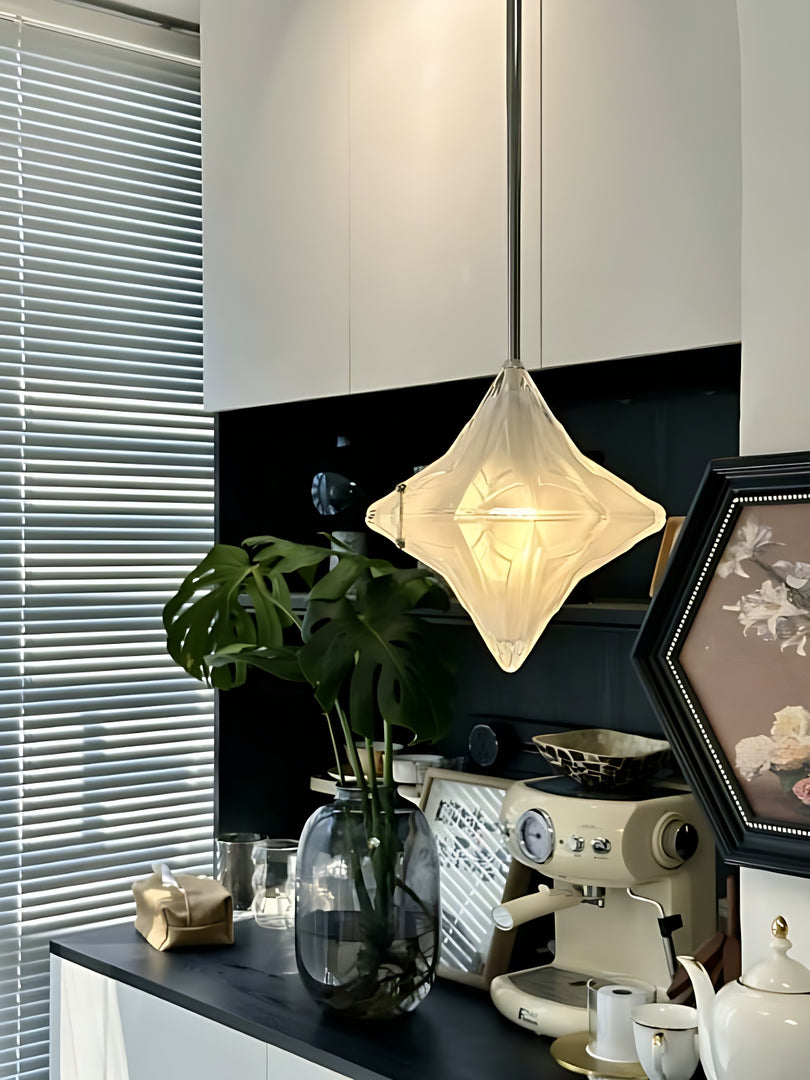 Lámpara colgante Art Déco Star de cristal esmerilado con estilo geométrico - Astris Elara 