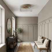 Plafonnier rond en laiton à verre cannelé Glimmerove – Luminaire encastré rustique chic pour salons et salles de bains