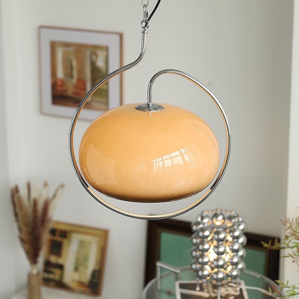 Rounded Glass Chrome Swag Pendant Light