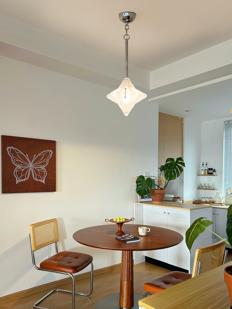 Lámpara colgante Art Déco Star de cristal esmerilado con estilo geométrico - Astris Elara 