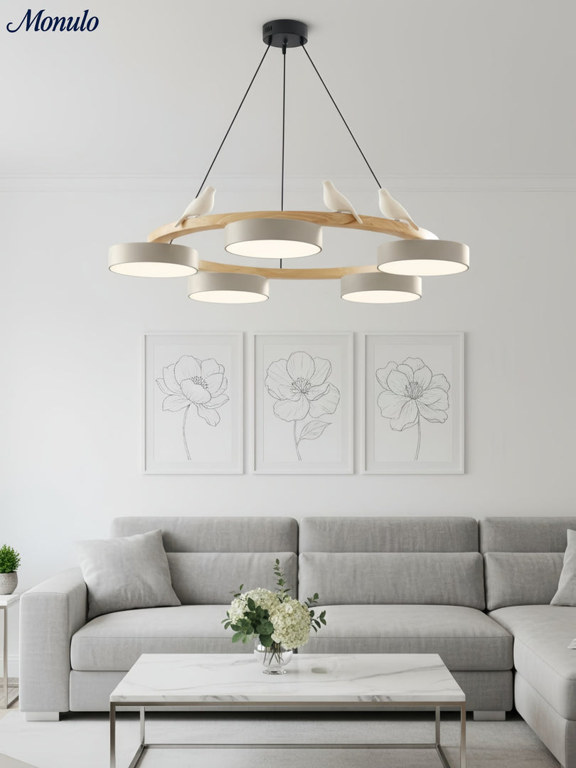 Modern Creative Colourful Circle Bird Chandelier
