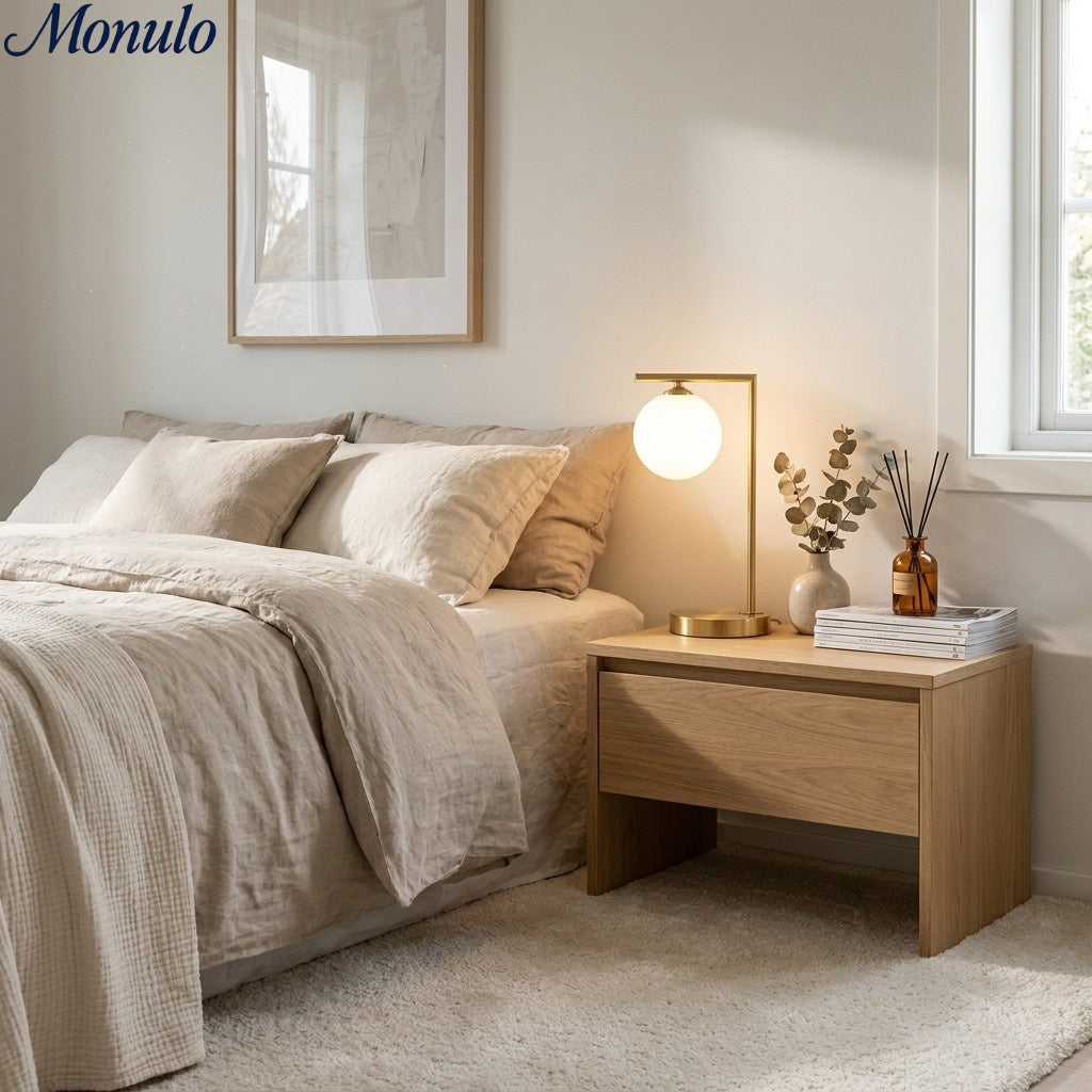 Modern Gold Frame Desk Lamp – Suspended Globe Light for Bedside and Home Office