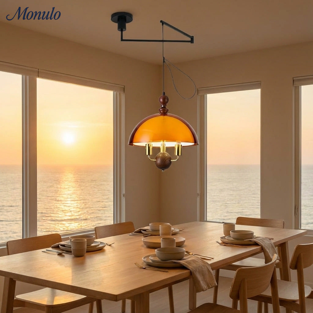 Lanterne suspendue médiévale Sunset Afterglow avec abat-jour en acrylique français pour salle à manger et hall d'entrée