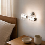 Bild in Gallery-Viewer laden, Horizontal Bauhaus acrylic chrome wall lamp in a bedroom wall setting