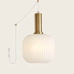 Charger l'image dans la visionneuse de galerie, White Model B Small ribbed glass plug-in pendant light