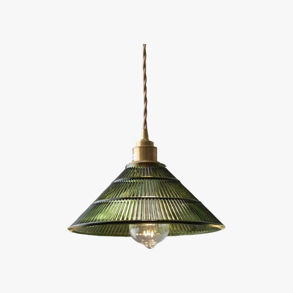 Lámpara colgante acanalada Ribilux - Vidrio y metal vintage para cocina y comedor