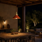 Load image into Gallery viewer, Glazed ceramic pendant installed above an evening dining table