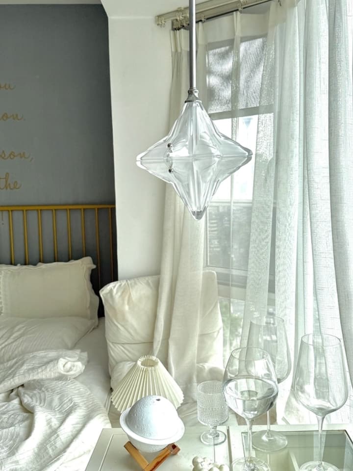 Lámpara colgante Art Déco Star de cristal esmerilado con estilo geométrico - Astris Elara 