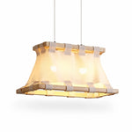 Cargar imagen en el visor de la Galería, Style B 80 cm ivory white wood and fabric pendant lamp