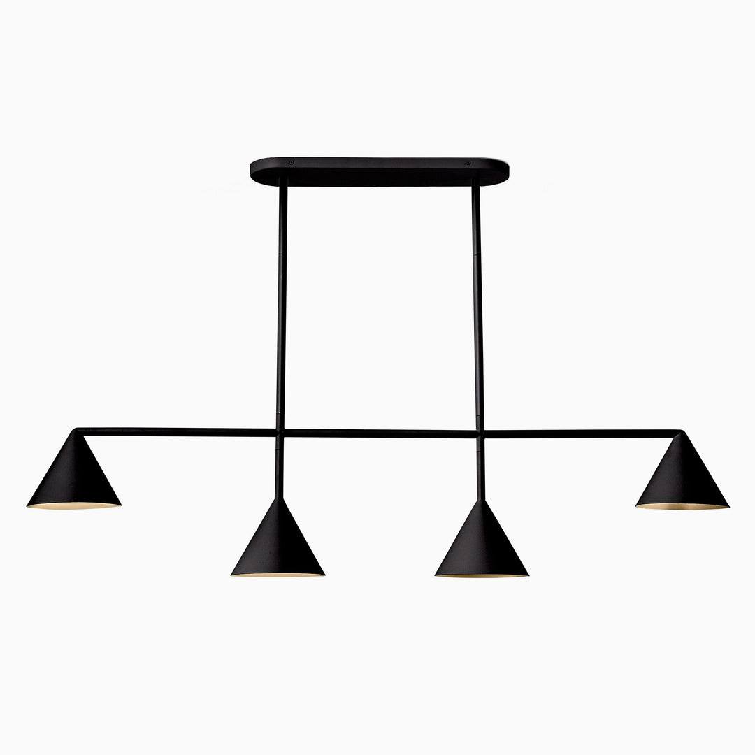 Lámpara de araña de metal con pantalla cónica Brivana: lámpara de comedor minimalista lineal