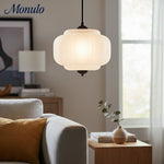 Load image into Gallery viewer, Eloise Vintage Inspired Scalloped Milk Glass Pendant - Modern Accent Light for Kitchen and Bedroom