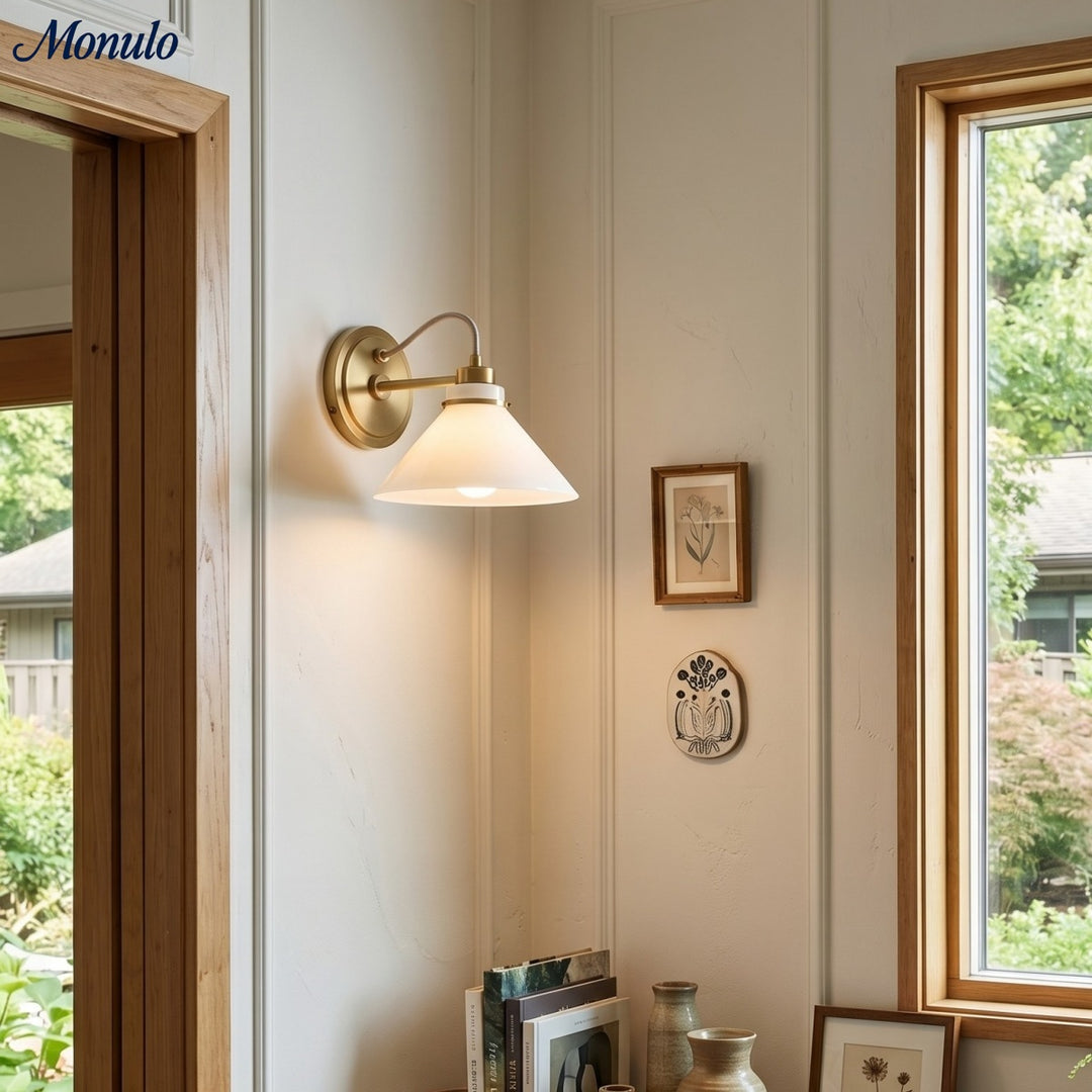 Aplique de pared Aurenza con brazo curvo y forma de globo: lámpara de pared industrial moderna para baño, dormitorio y pasillo.