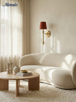 Cargar imagen en el visor de la Galería, Aplique de pared con pantalla de tela Rowan en cobre antiguo: lámpara vintage de lujo para interiores 