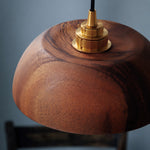 Load image into Gallery viewer, Handcrafted Walnut Wood Dome Pendant Light