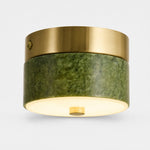 Load image into Gallery viewer, Green jade stone flush mount ceiling lamp with brass tone metal rim