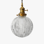 Load image into Gallery viewer, Style B brass pendant light with ribbed round clear glass shade