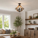 Cargar imagen en el visor de la Galería, Distressed wood and rust ceiling light scene 2