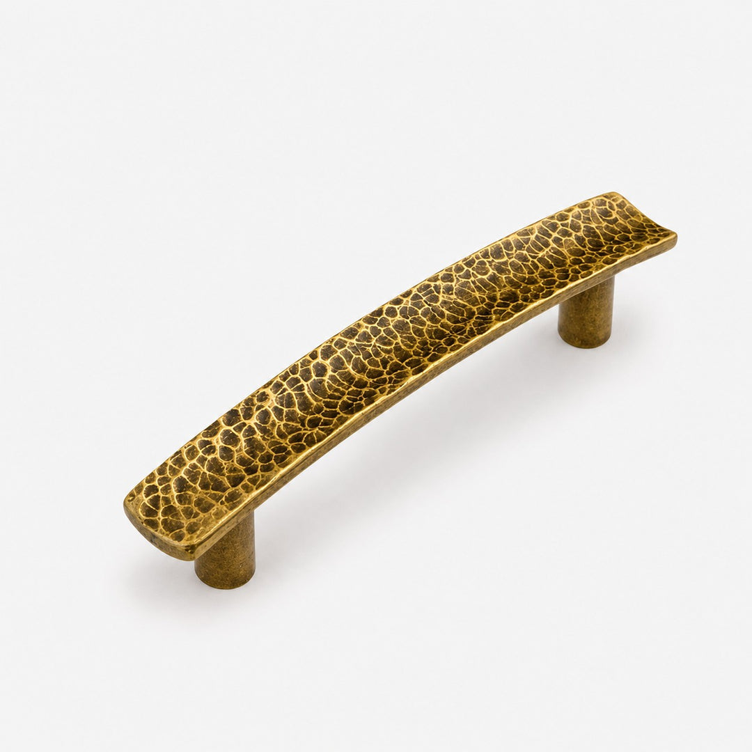 96 millimeter hammered brass cabinet pull