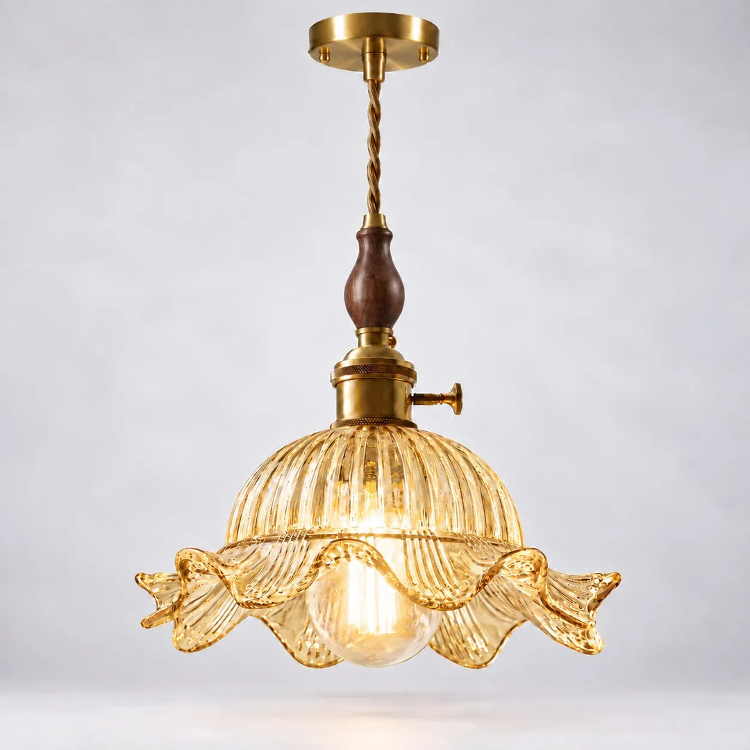 Vintage Wavy-Edge Glass Pendant Lamp
