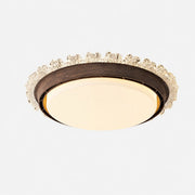 Crystal walnut flush mount ceiling fan light