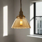 Load image into Gallery viewer, Jasmine Vintage Brass Glass Pendant Light