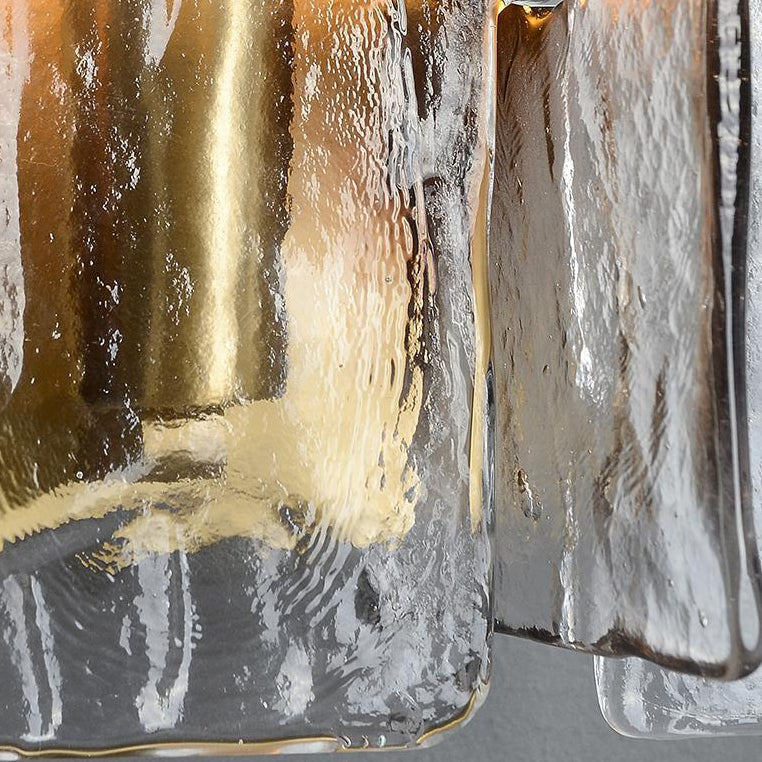 Lámpara de pared moderna de lujo rectangular de cobre y vidrio de una luz para sala de estar
