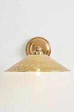 Load image into Gallery viewer, Auriglow Modern Wall Sconce – Brass Perforated Light for Bedroom or Hallway
