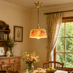 Cargar imagen en el visor de la Galería, Vintage floral ceramic pendant light detail and room view