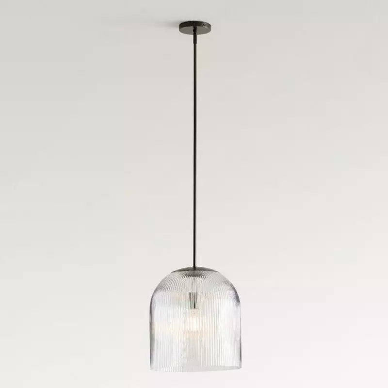 Suspension en verre strié – Suspension en laiton et verre au style campagnard 