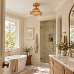 Load image into Gallery viewer, Vintage Snowflake and Striped Glass Ceiling Light