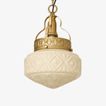 Cargar imagen en el visor de la Galería, Beige embossed glass pendant light with brass hardware