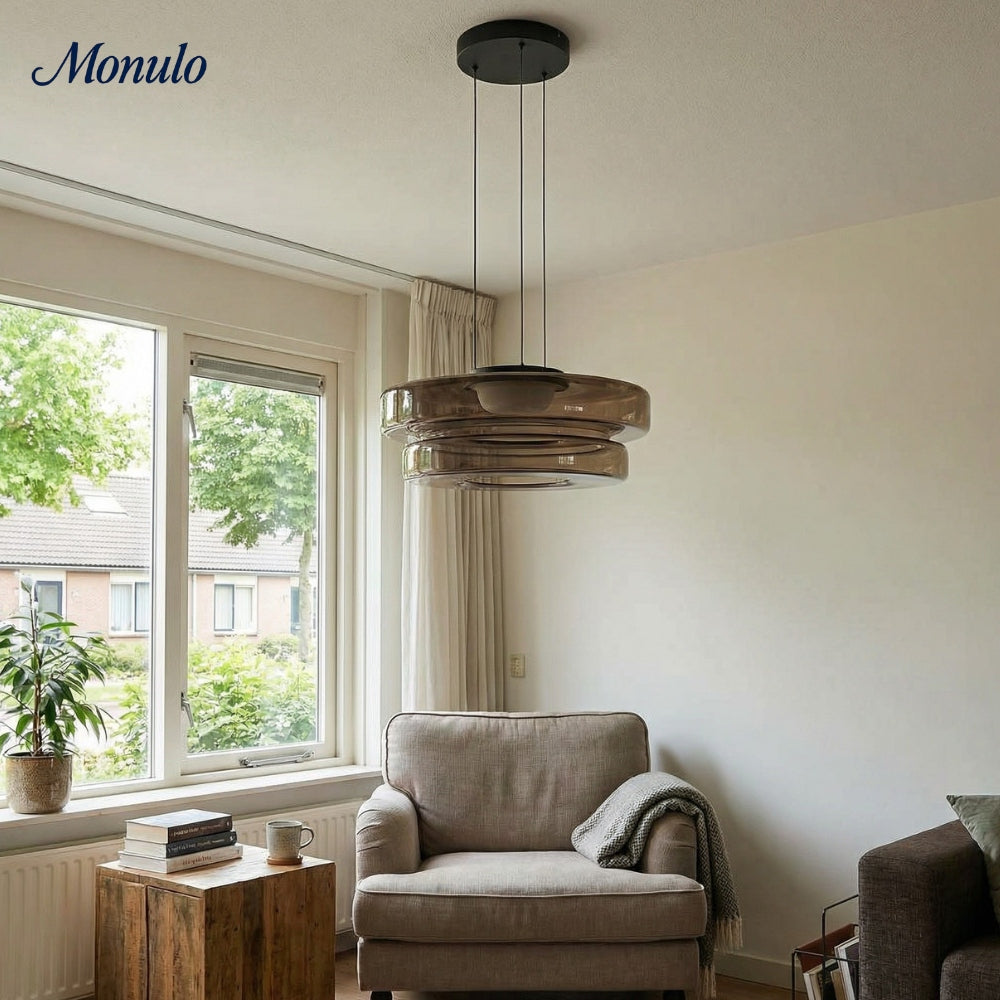 Lámpara colgante de vidrio con forma de disco apilado Verdoma Iluminación nórdica contemporánea para cocinas
