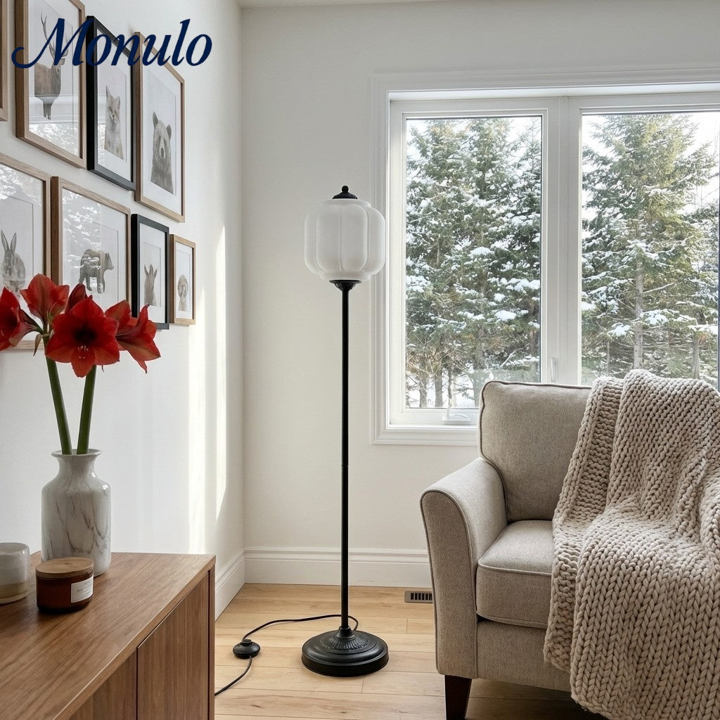 Eloise Decorative Glass Pumpkin Floor Lamp - Retro Organic Style for Living Rooms