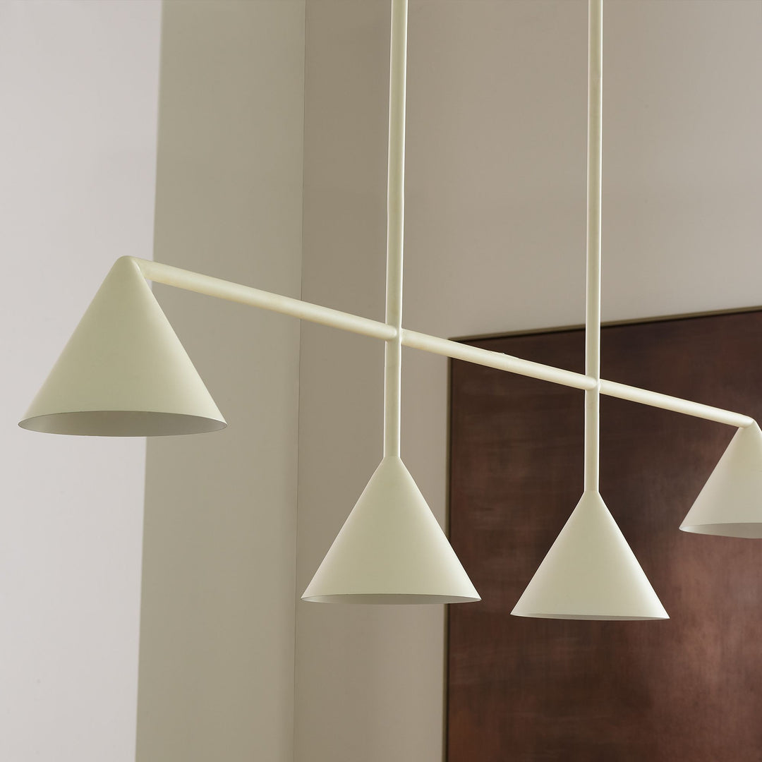 Lámpara de araña de metal con pantalla cónica Brivana: lámpara de comedor minimalista lineal