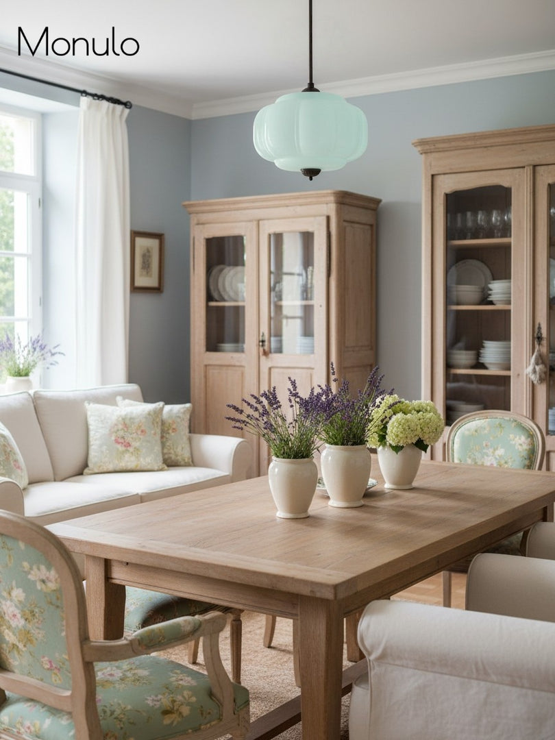 Vintage Milk Glass Semi Flush Mount Eloise Pendant Light