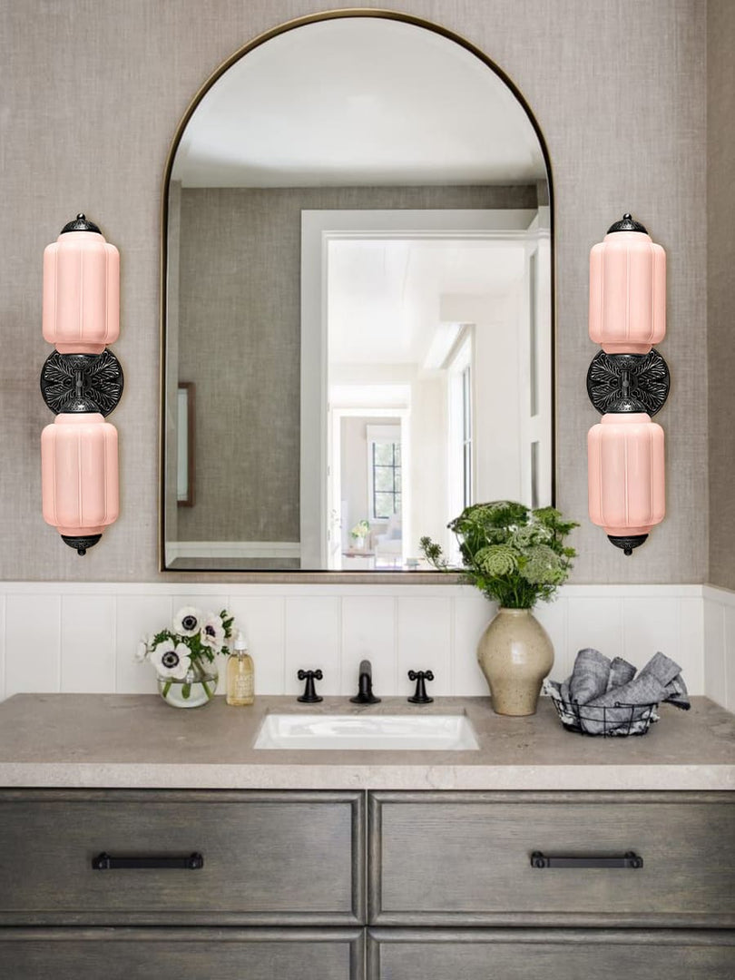 Aplique de pared horizontal Eloise de cristal vintage americano con forma de farol