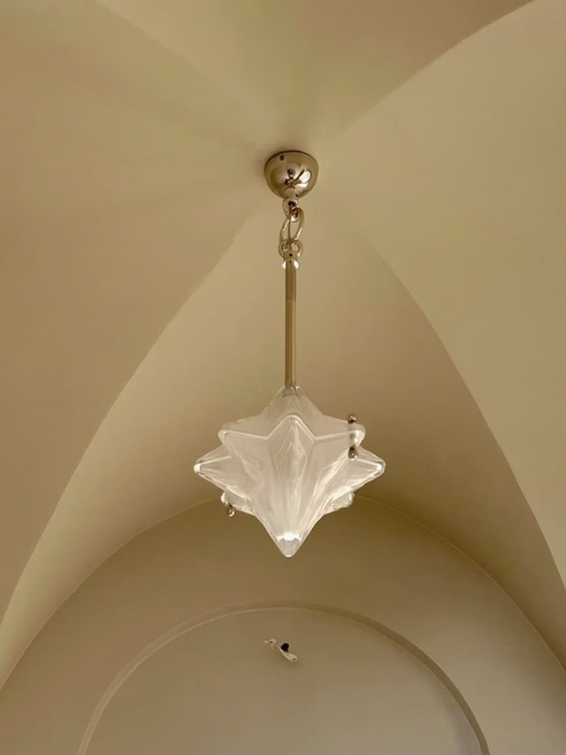 Lámpara colgante Art Déco Star de cristal esmerilado con estilo geométrico - Astris Elara 