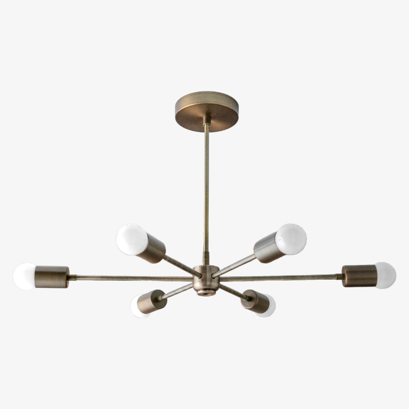 Lustre Mobilux Line Mid-Century Modern - Plafonnier suspendu à 6 têtes