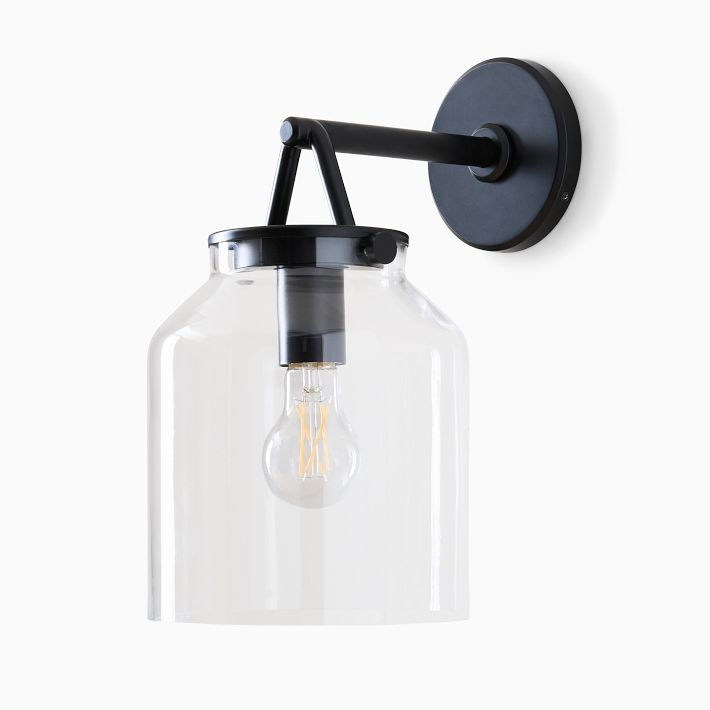 Aplique de pared minimalista para exterior Hanton: aplique industrial de metal mate para espacios modernos