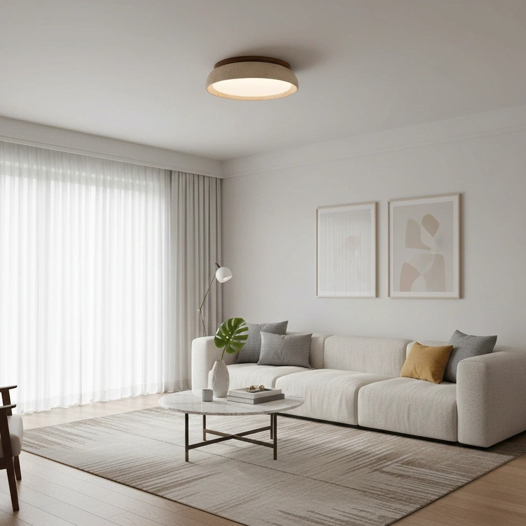 Plafonnier rond Torvella à disque sculptural - Éclairage naturel moderne pour chambre