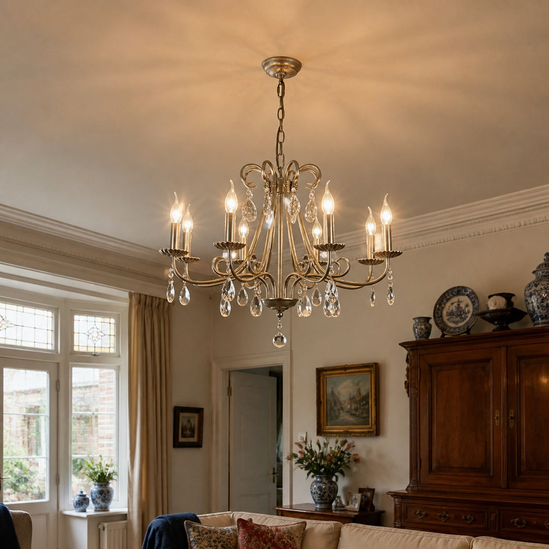Silver Crystal Candle Chandelier