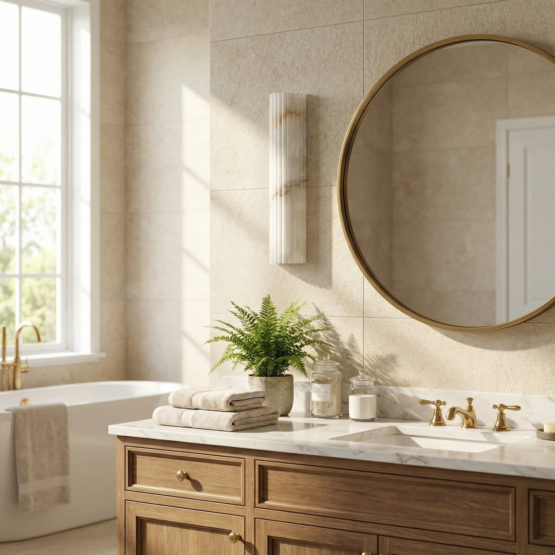 Lampe Murale Contemporaine AlaVelle en Albâtre – Applique Murale Minimaliste pour Chambres et Couloirs